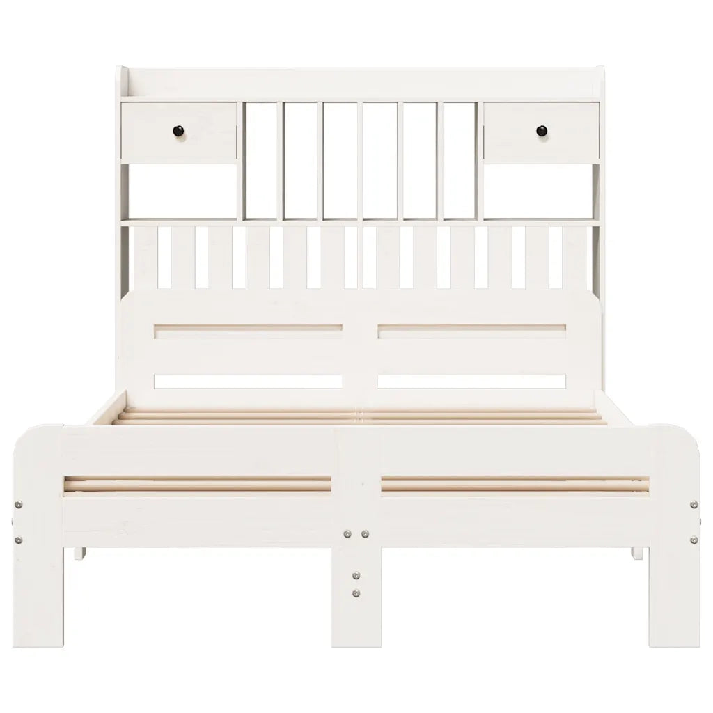Letto Libreria senza Materasso Bianco 135x190 cm Legno di Pino 3308898