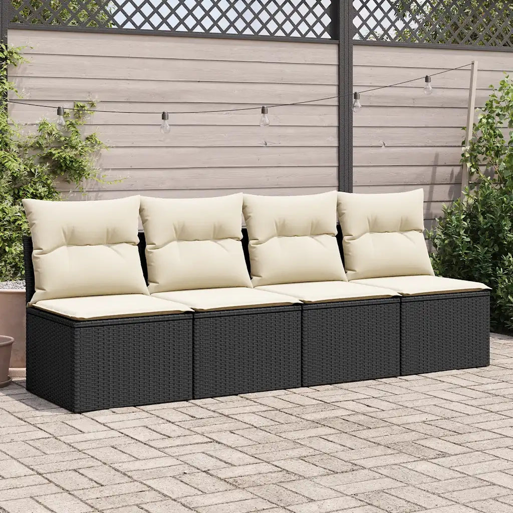 Set Divani da Giardino con Cuscini 2 pz Nero Polyrattan Acacia 3325242