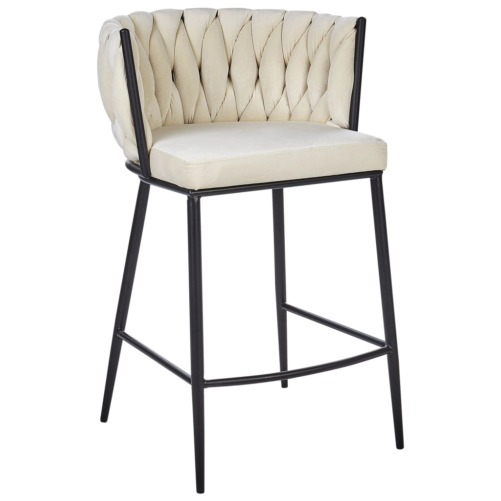 Set di due sedie da bar curve con base in metallo nero in velluto beige chiaro schienale alto sedia a sbalzo da soggiorno
