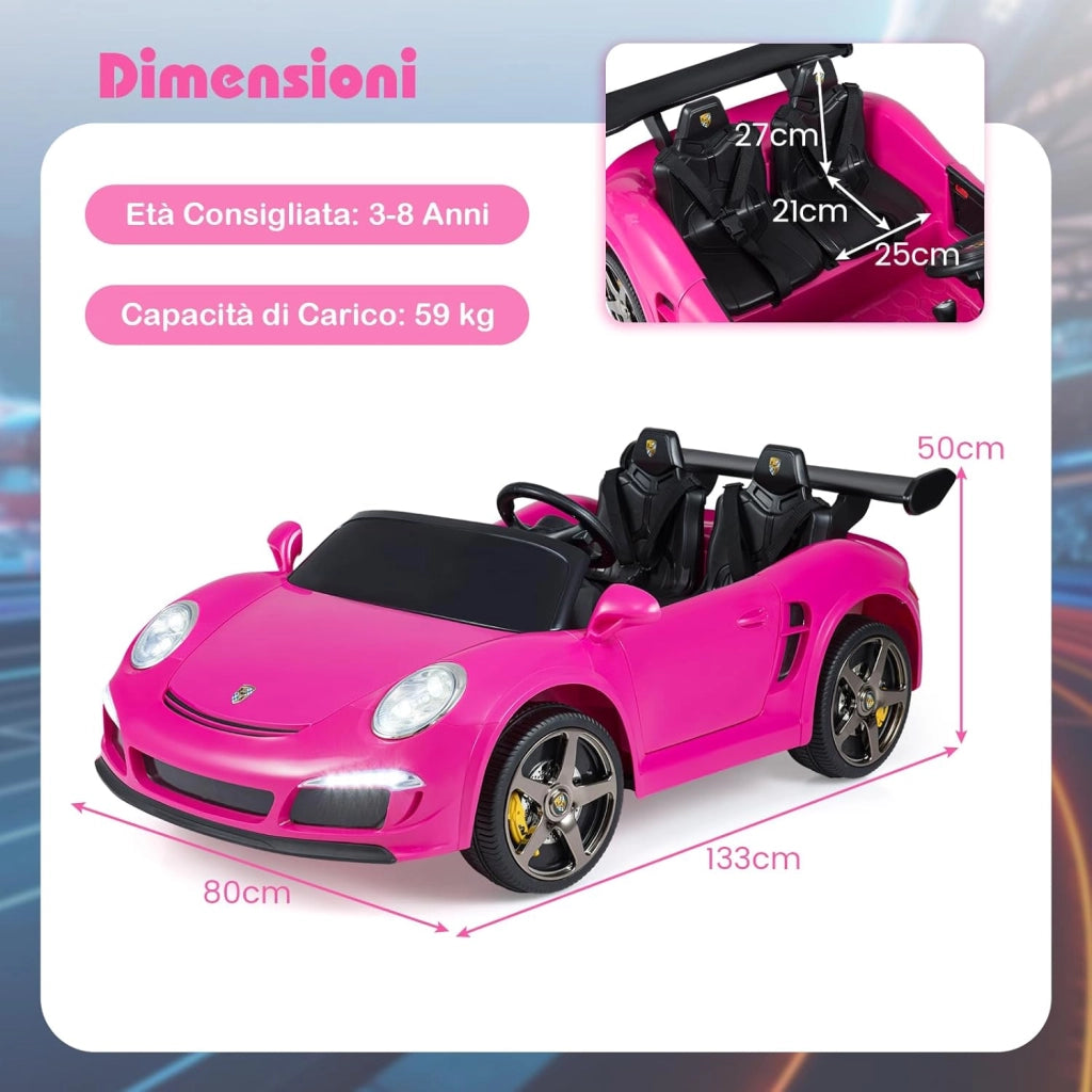24V Auto Elettrica per Bambini, Veicolo Elettrico a 2 Posti con Telecomando, Luci LED, Clacson, Musica e Connessione Wireless, 4WD per Bambini 3-8 Anni (Rosa)