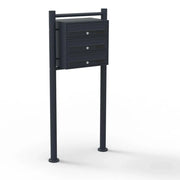 Blocco di 3 cassette postali autoportanti con 3 ingressi acciaio zincato nero 16_0000031