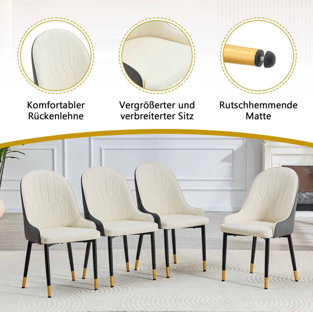 Set di 2 sedie da pranzo in ecopelle PU, grigio e bianco