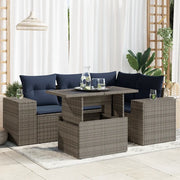 Set Divano da Giardino 6pz con Cuscini Grigio Polyrattan Acacia