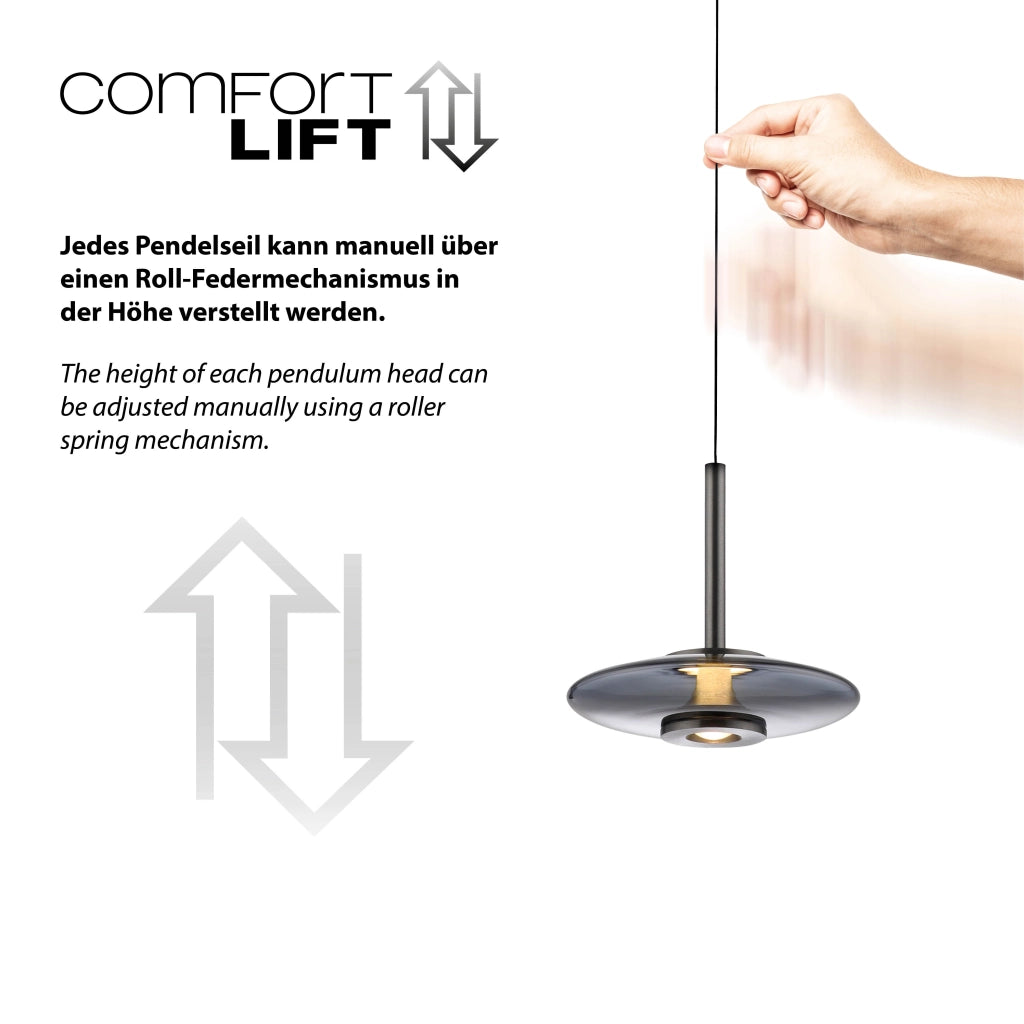 Lampada a sospensione grigia fumé Ø22 LED 10,1W Neuhaus