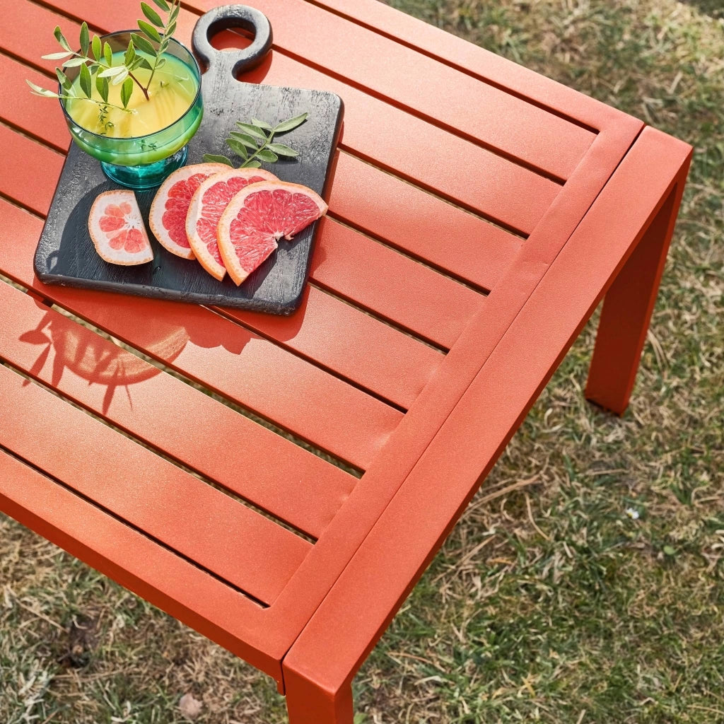 Salotto da giardino in alluminio, 4 posti, terracotta