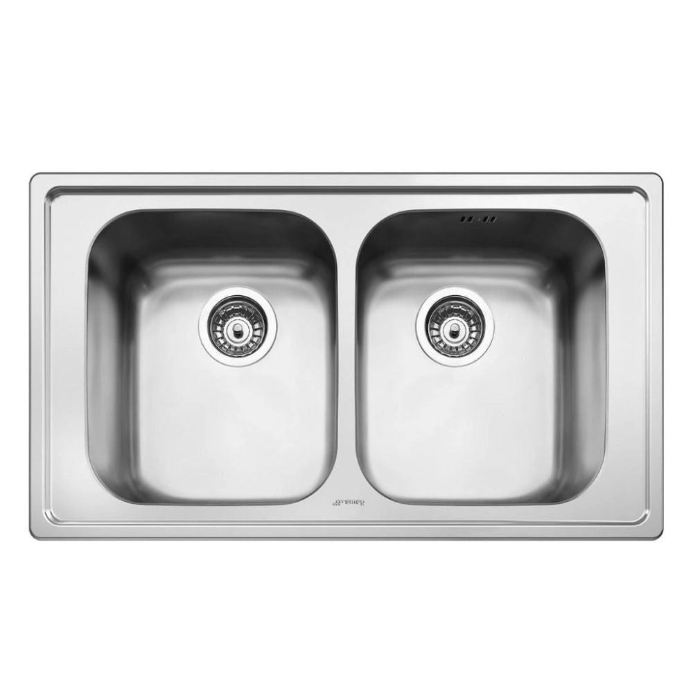 Lavello incasso 2 vasche 86x50 Smeg LP8622 inox spazzolato