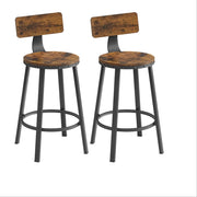 Set di 2 sgabelli da bar/sgabelli alti con schienale sedute da cucina struttura in acciaio facile da montare seduta alta 60 cm stile industriale marrone 12_0006192