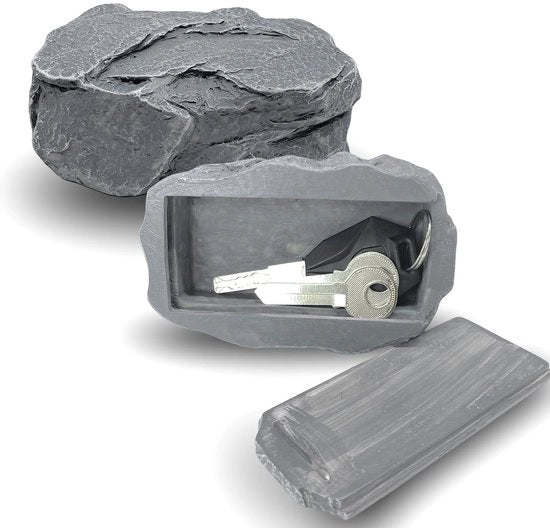 Oggetto di Sicurezza per Esterno Grande Dimensione - Piatto Imitazione Pietra - Porta Chiavi - Discreto - Sicuro - Per Bicchieri - Nascondiglio Chiavi