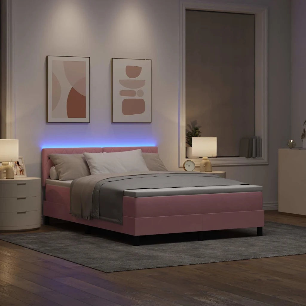 Letto a molle con testiera Rosa 160 x 200 cm Velluto 3342601