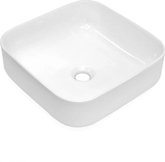 Lavabo da Contachiamma, Bianco, Lavabo da Contachiamma, Ceramico, Lavabo da Parete, Lavabo da Contachiamma Fashionabile per il Bagno e il Water Closet, 380 x 380 x 140 mm