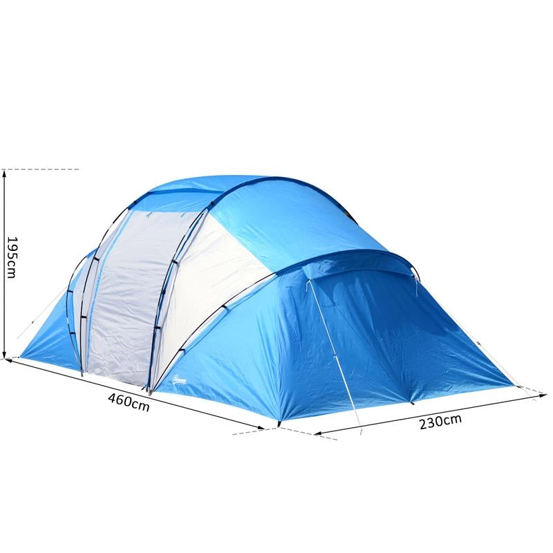 TENDA DA CAMPEGGIO PER 6 PERSONE 460×230×195CM COLORE AZZURRO E BIANCO