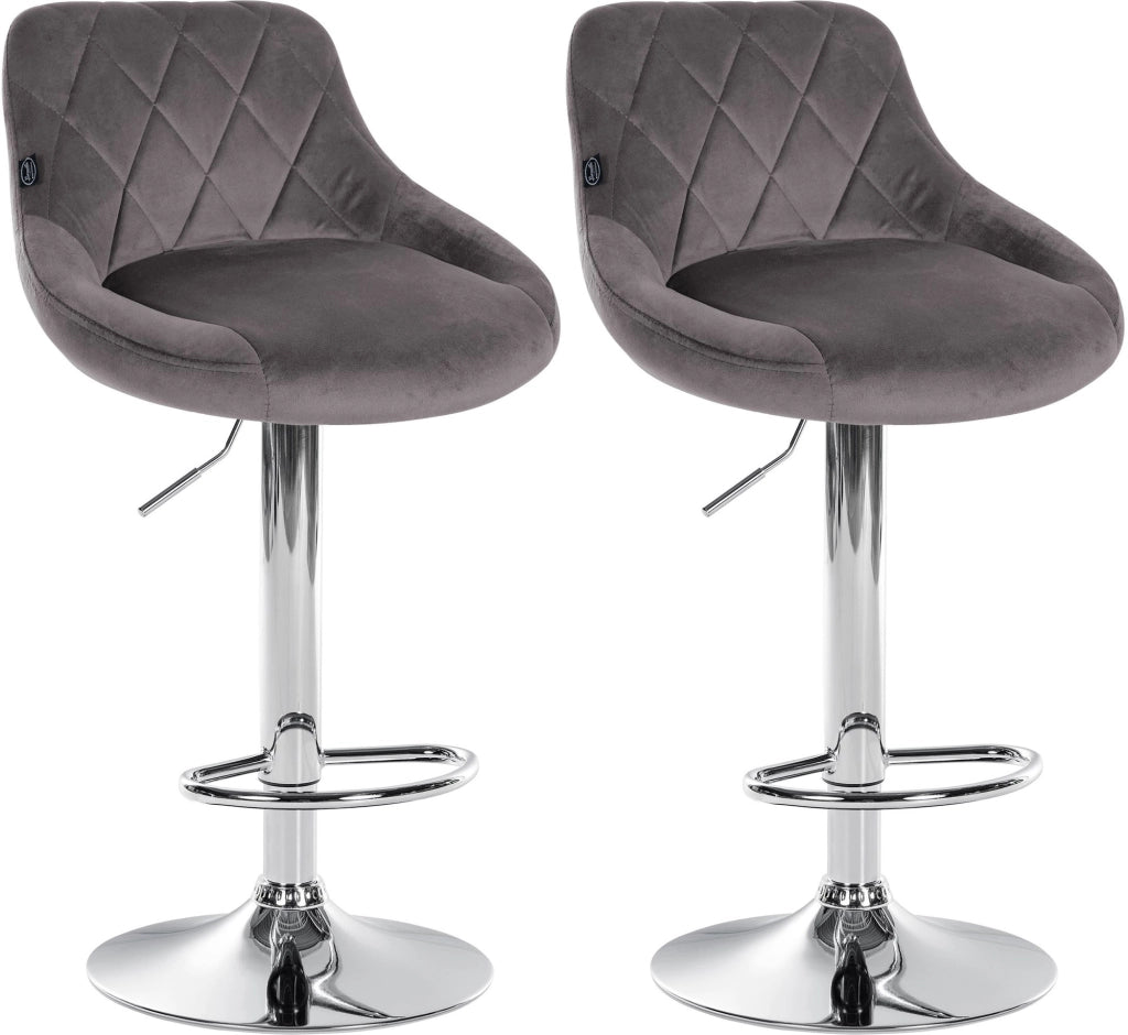 2er Set Barhocker Lazio Samt chrom