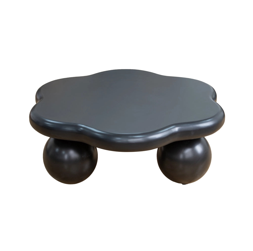 Tavolino da caffè a nuvola ?80 cm nero opaco in MDF con gambe sferiche