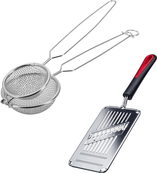 Pestello per nesti, diametro 10 cm + tagliente per uova e rooster, acciaio inossidabile/plastica, argento/nero/rosso.