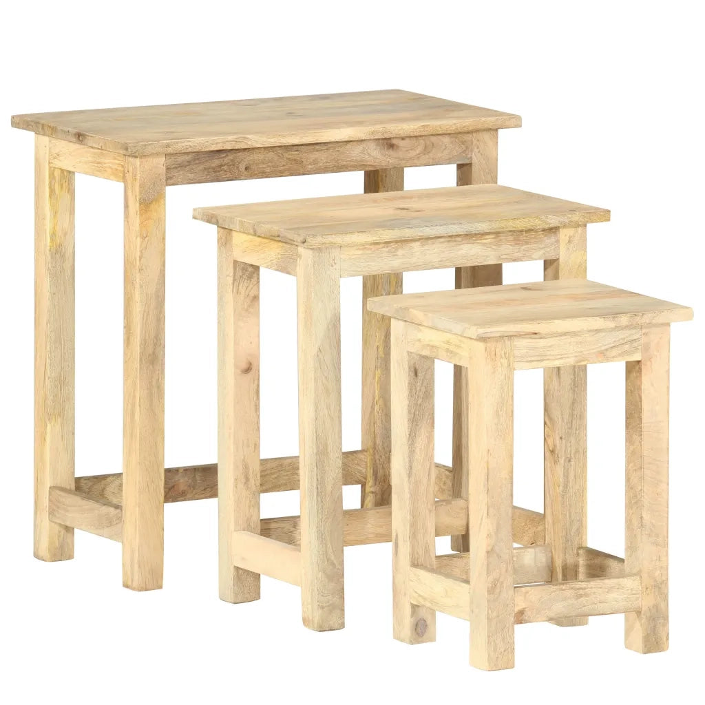 Tavolini Impilabili 3 pz in Legno Massello di Mango cod mxl 19789