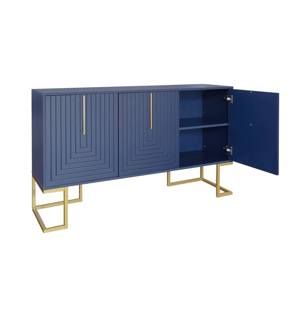 Credenza a 3 ante con ripiani regolabili; MDF blu navy