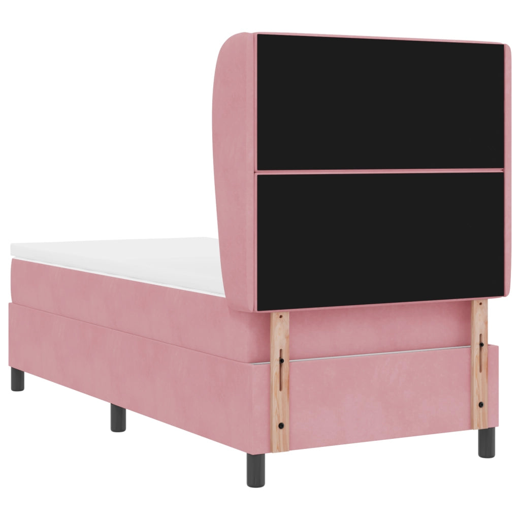 letto a molle con materasso  rosa 90x200 cm in velluto