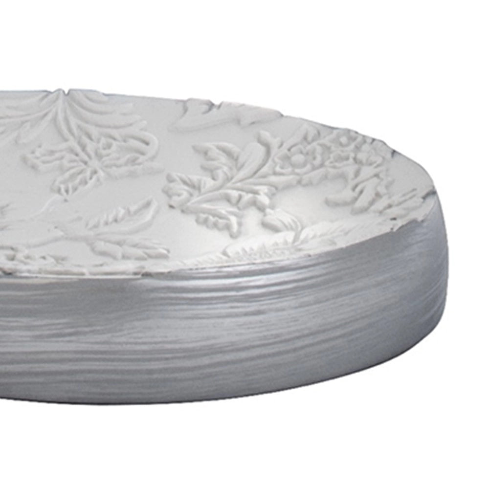 Porta sapone bianco/argento in resina - serie damasco