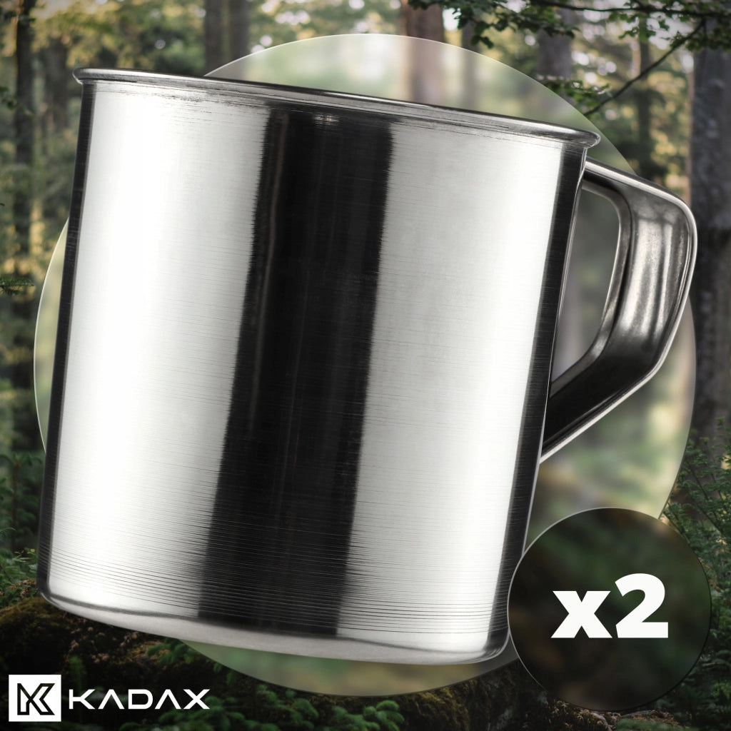 Tazza da viaggio in acciaio KADAX da 500 ml (0,5 l) per la pesca, in metallo, 2 pezzi