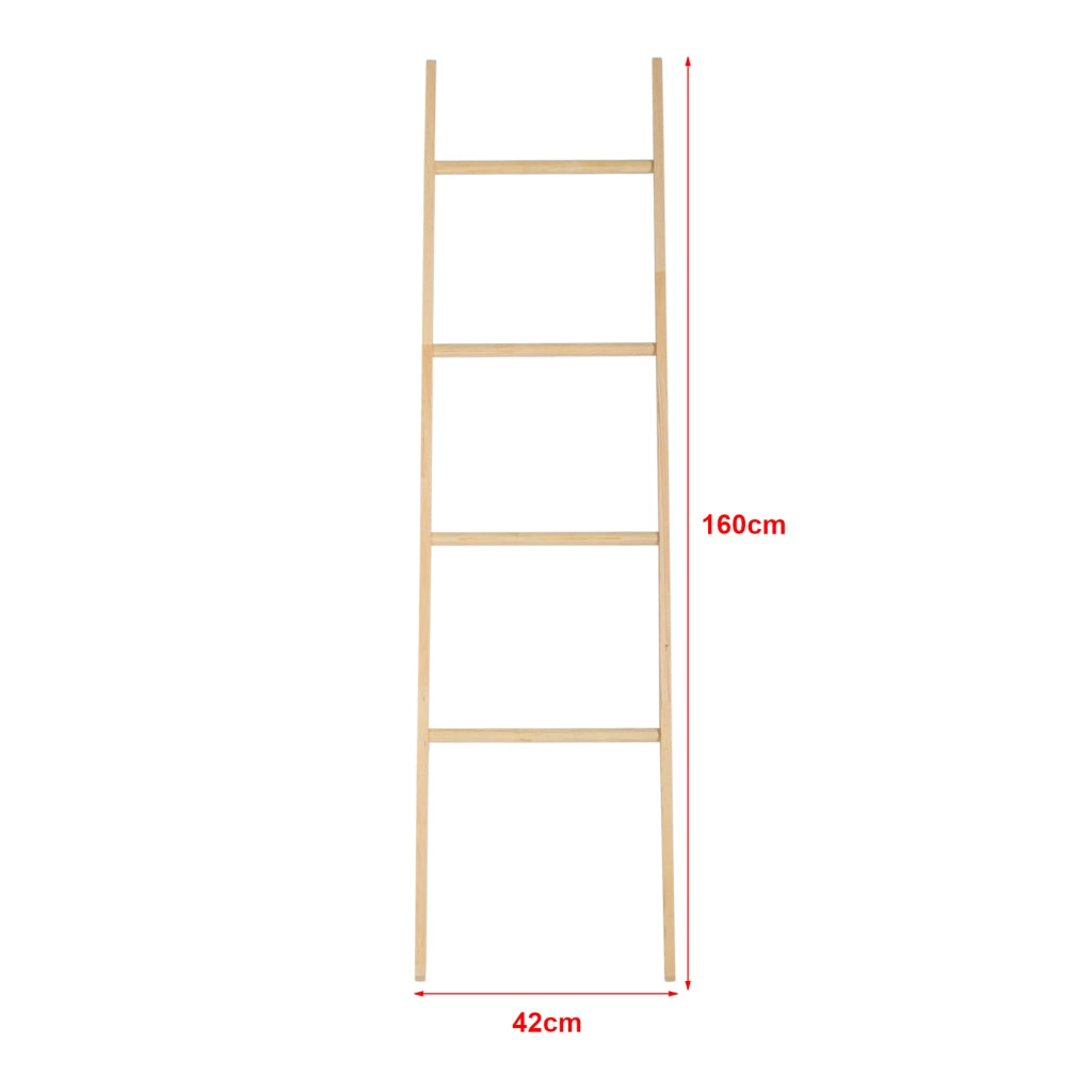 Portasciugamani 'Djurs' a Forma di Scaletta a 4 Pioli (AxLxP) 160 x 42 x 4 cm Appendiasciugamani in Legno di Pino Portasalviette da Terra [en.casa]