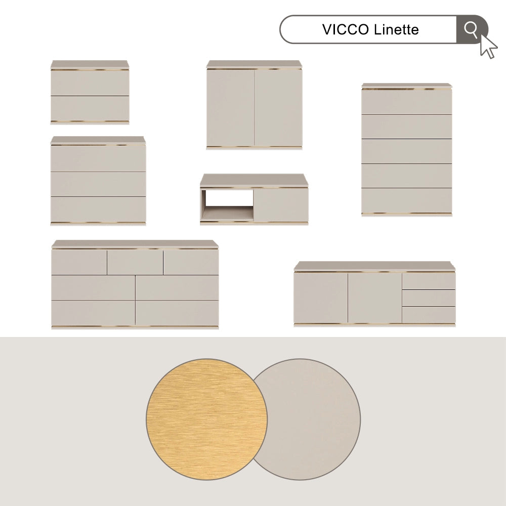 Vicco Comodino camera da letto Cachemire 66 x 48.6 cm con 2 cassetti