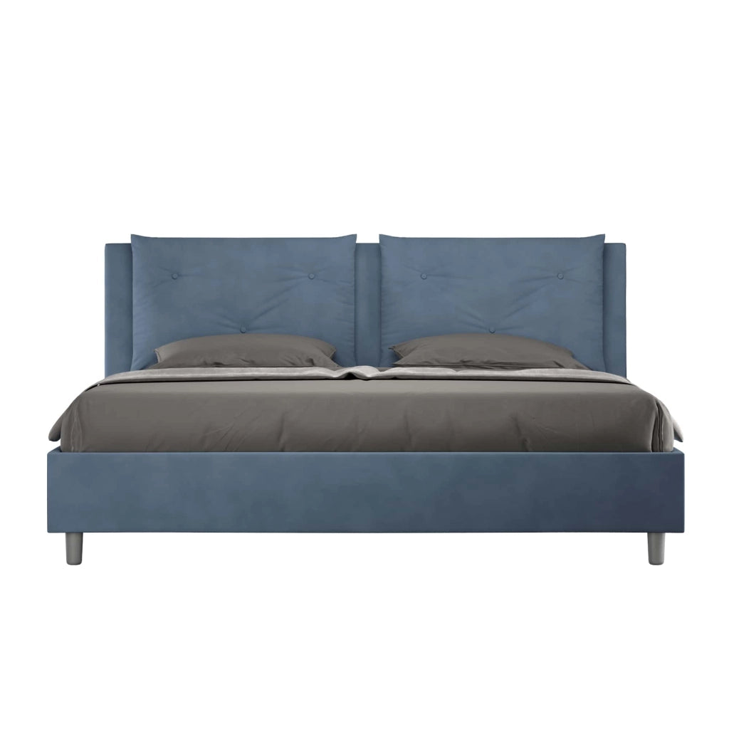 BS COM Letto contenitore imbottito 180x210 microfibra blu