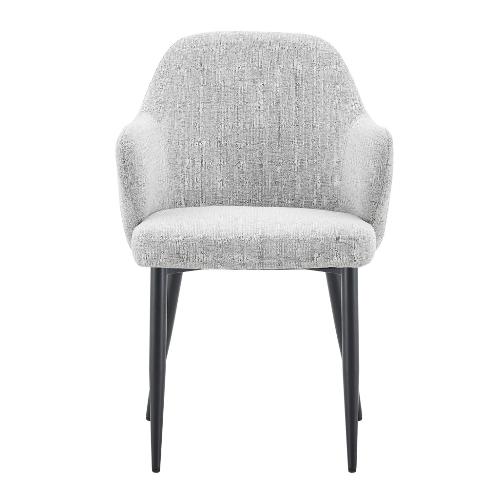Set di 2 sedie da pranzo 83 cm con schienale avvolgente in tessuto e metallo grigio chiaro e nero