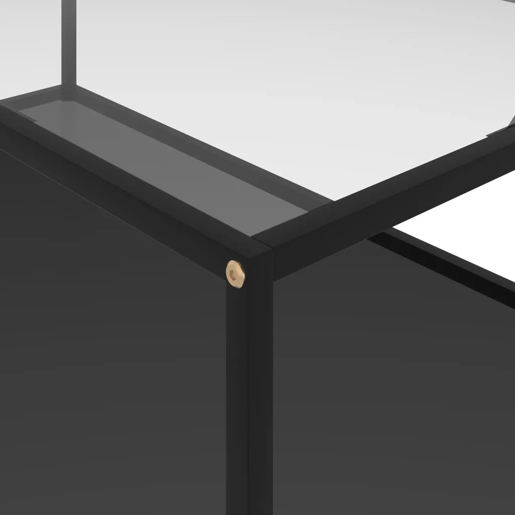 Tavolino Salotto Trasparente e Nero 120x60x35cm Vetro Temperato 322906