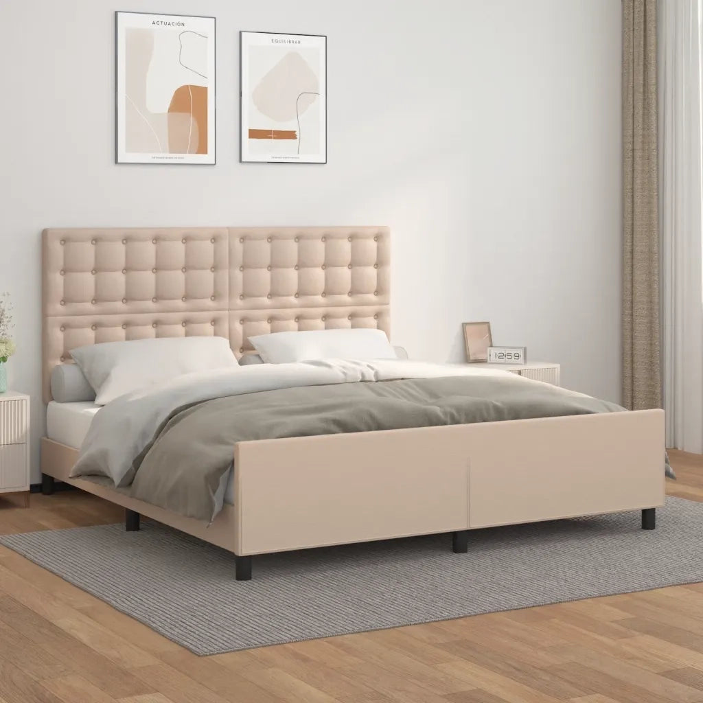 Giroletto con Testiera-Letto con Testiera Cappuccino 180x200 cm in Similpelle 908483
