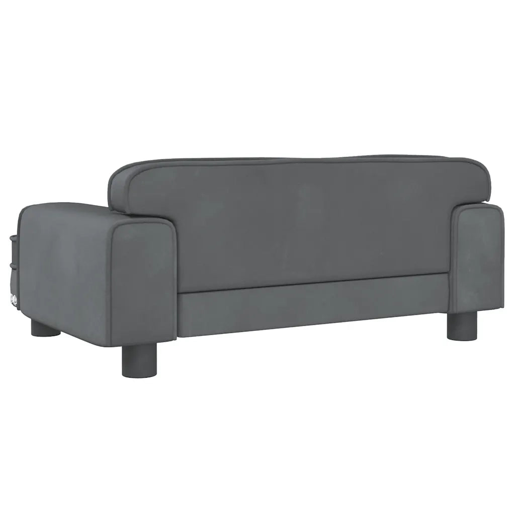 Divano per Bambini-Sofa-Divanetto Grigio Scuro 70x45x30 cm in Velluto