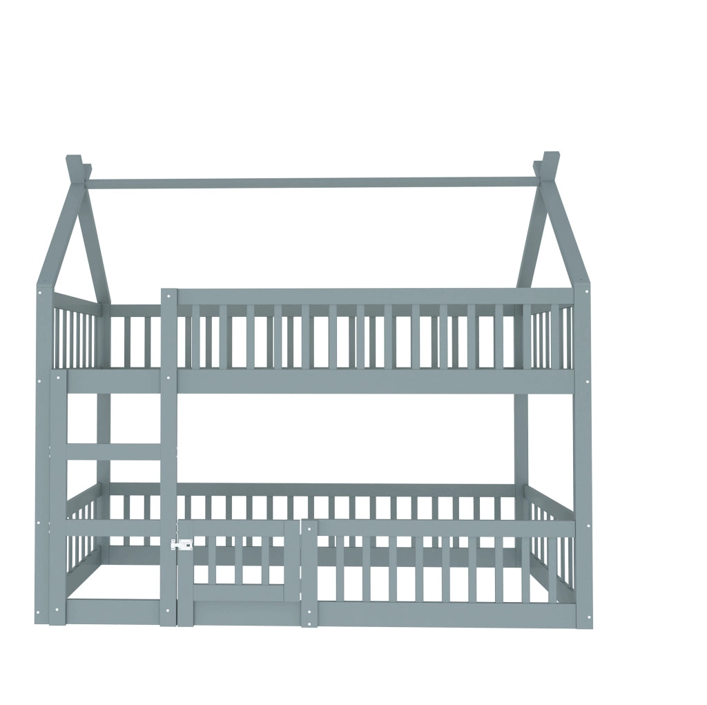 Letto a castello per bambini 90x200 cm con scala, grigio