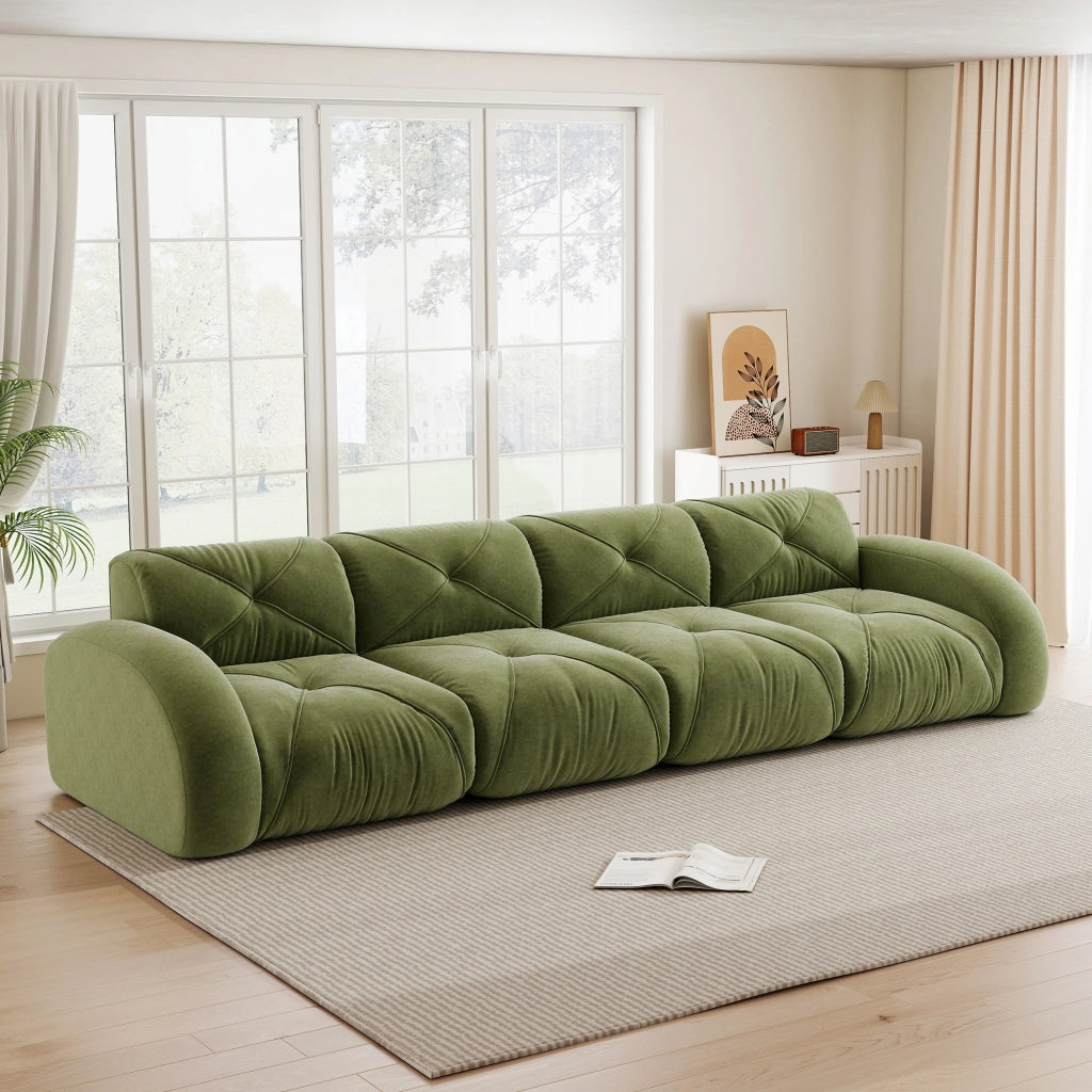 Divano Modulare 4 Posti in Tessuto Chenille ¨C Xylo ¨C Verde, Soggiorno