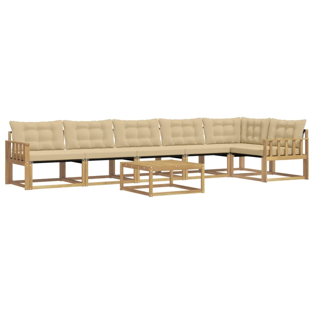 Set di divani da esterno 7 pcs Bianco e Beige 79 x 79 x 37 cm
