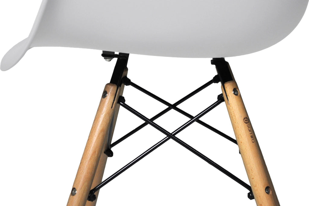 Sedia in plastica grigia, poltrona con piedi in legno (2 pz) - SD01DAPL
