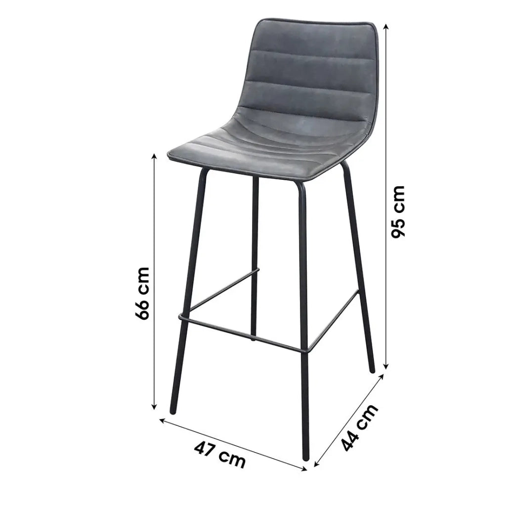 Set di 2 sgabelli da bar con schienale effetto pelle grigio quarzo collezione NETS - Stile industriale