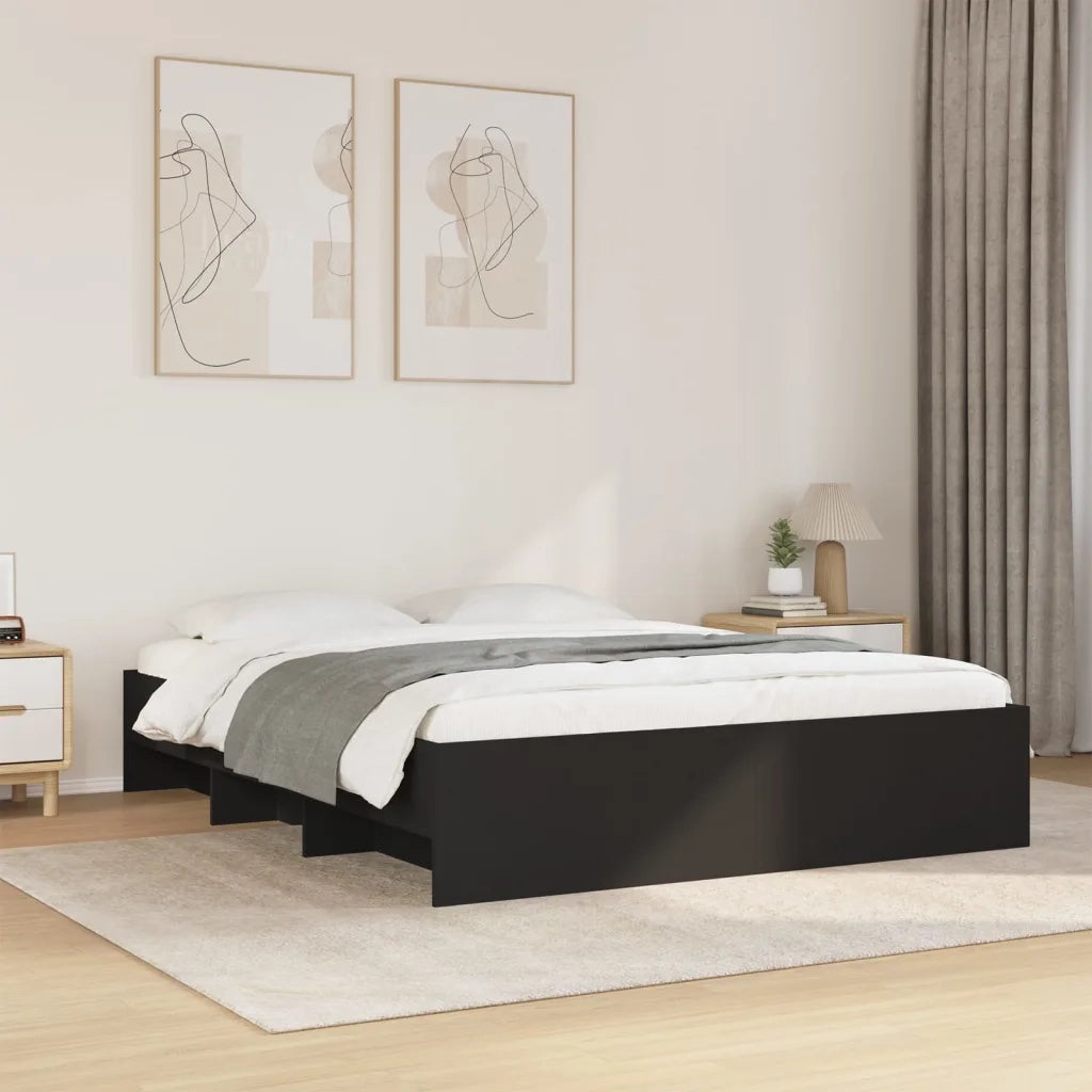 Giroletto senza Materasso Nero 160x200 cm in Legno Multistrato