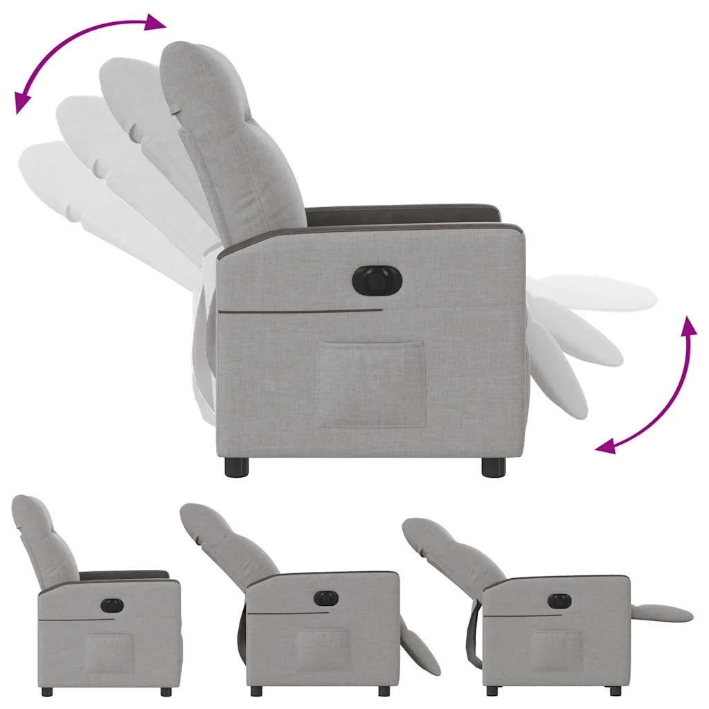 Poltrona Elettrica Reclinabile Grigio Nuvola in Tessuto 3324037