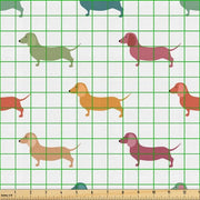 Tessuto per Materia, Cane Scottie, Piccole Razze, Accessori di Casa di Alta Qualità, 5M (148x500cm), Verde Arancione Rosso