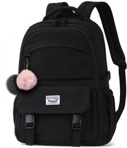 Borsa da Spalla Elegante per Uomo e Donna, Grande, Impermeabile, con Tasca per Laptop 15,6 Pollici, Borsa da Scuola Leggera, Borsa da Giorno con Sistema Anti-Furto, per Scuola, Lavoro, Viaggio, Nero