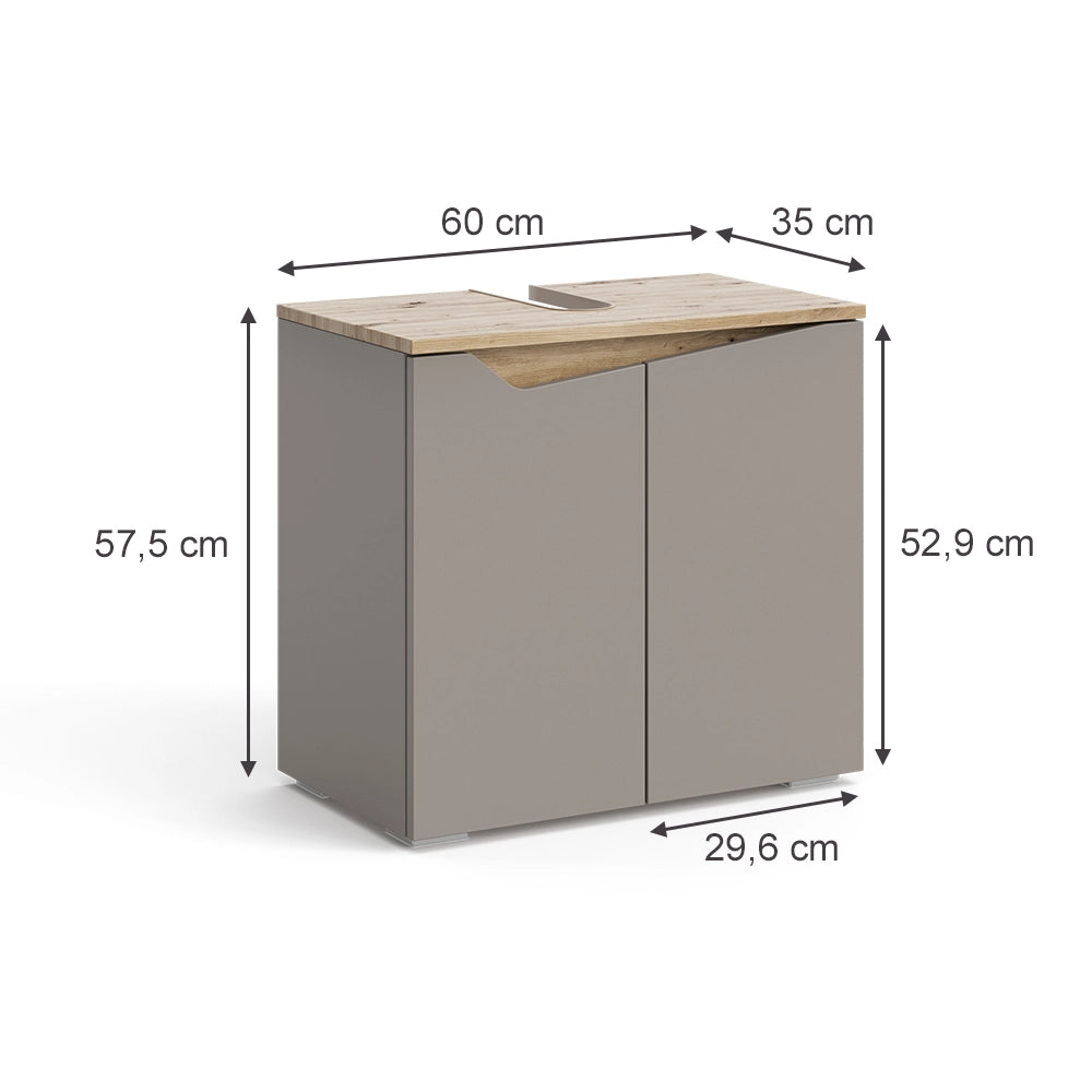 Vicco Mobile sottolavabo per bagno Grigio 60 x 57.5 cm con 2 porte