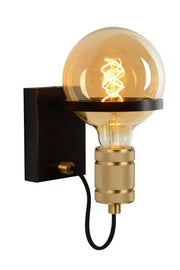 Applique Lucide Ottelien E27 60W nero ottone acciaio