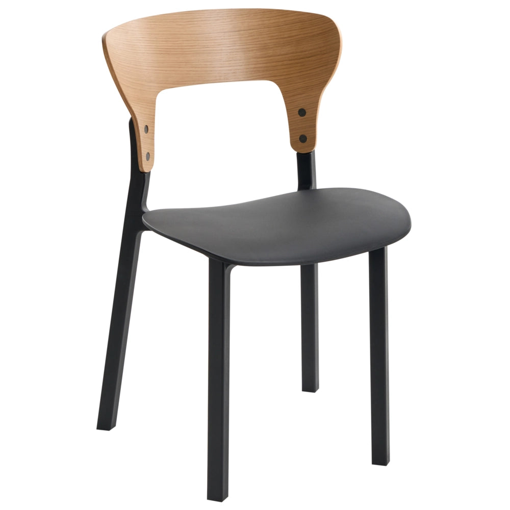 Set di 2 sedie da pranzo in gomma con struttura in legno Mobili da cucina per la sala da pranzo nero in stile retrò