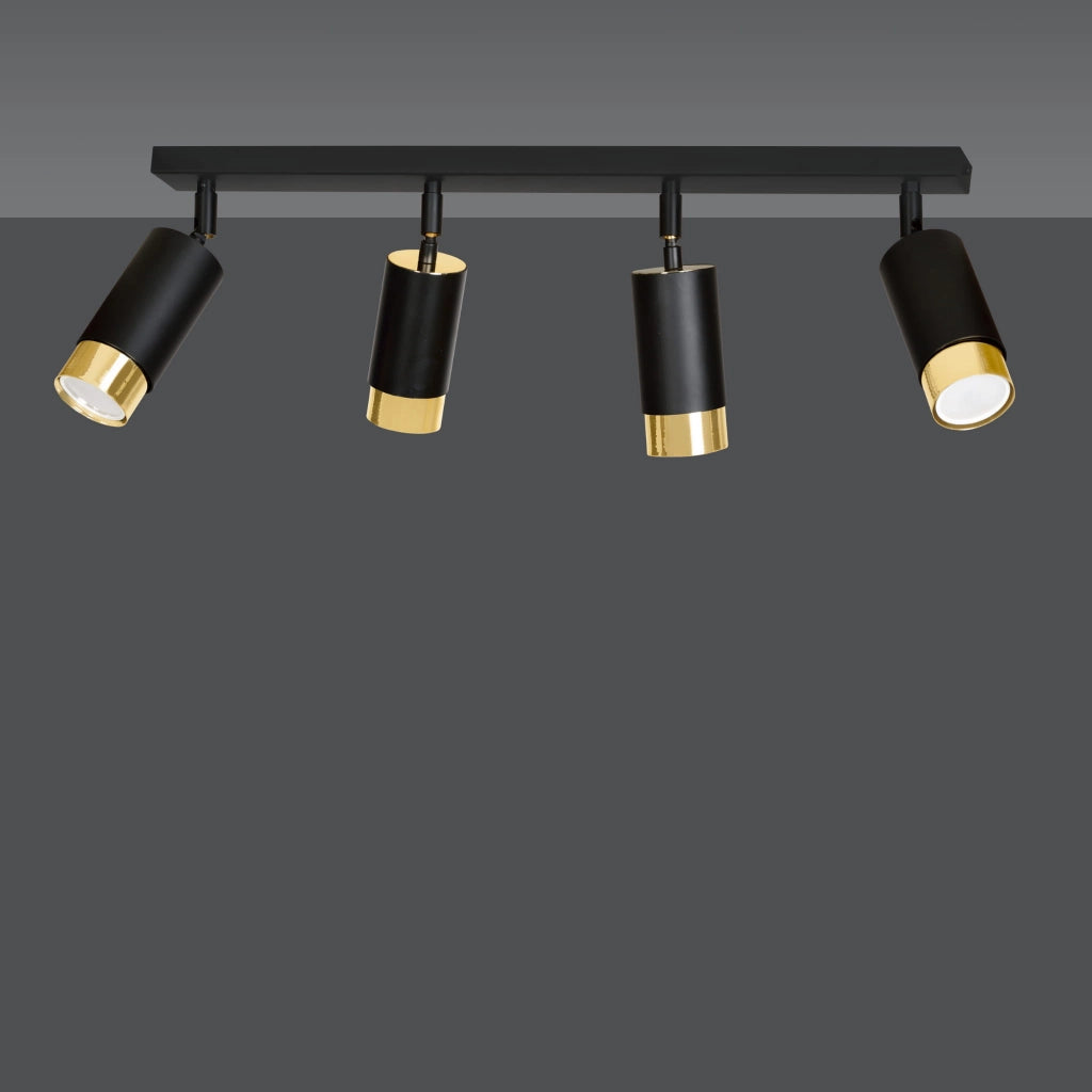 Plafoniera Emibig HIRO 4xGU10 metallo nero/ottone 60cm