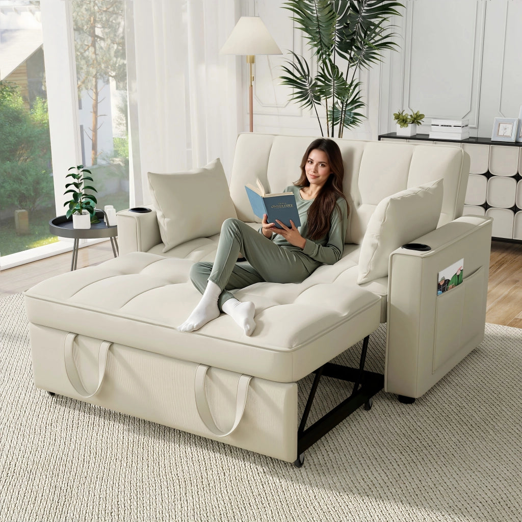 Divano Letto Pieghevole con Portabicchieri e Cuscini ¨C MINIMAL ¨C Grigio