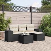 Salotto da Giardino-Set Divani da Giardino 5 pz con Cuscini in Polyrattan Nero 936496
