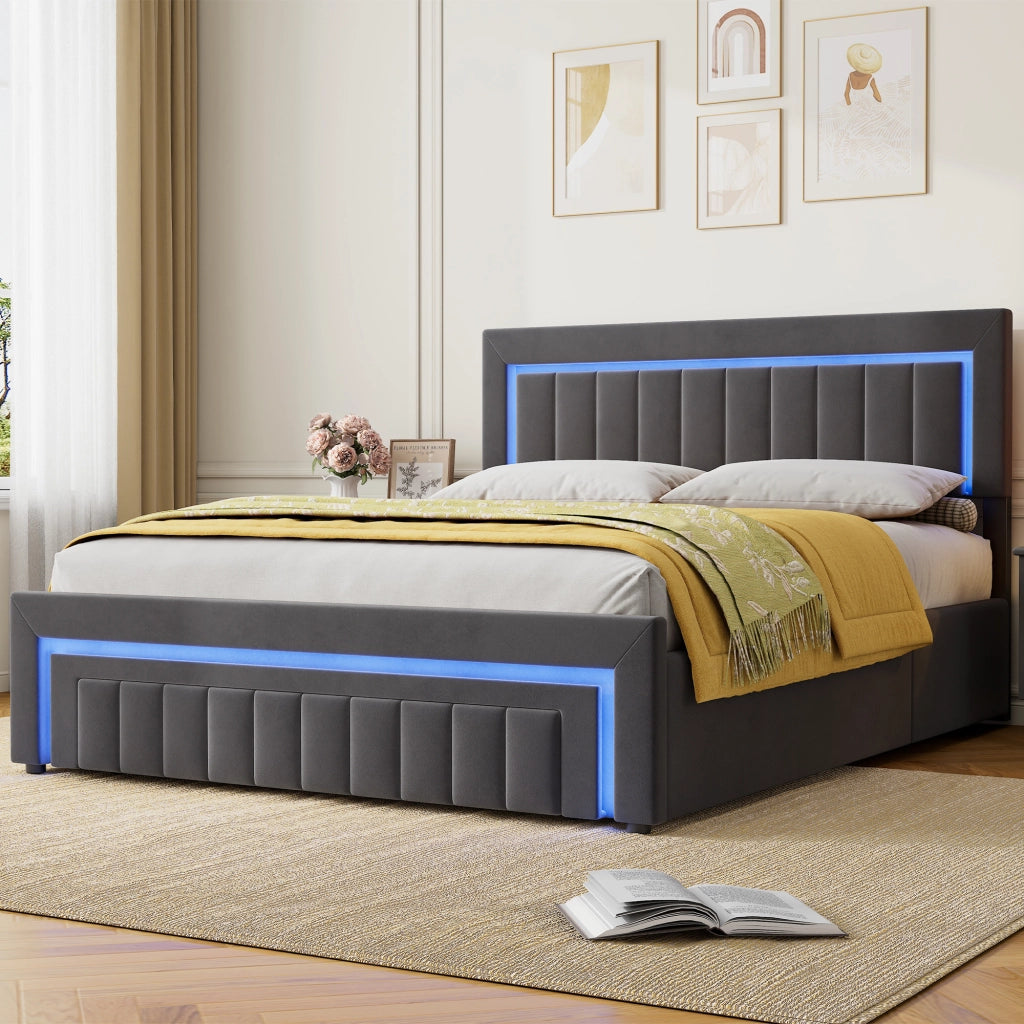 Letto contenitore 160x200 cm, colore grigio