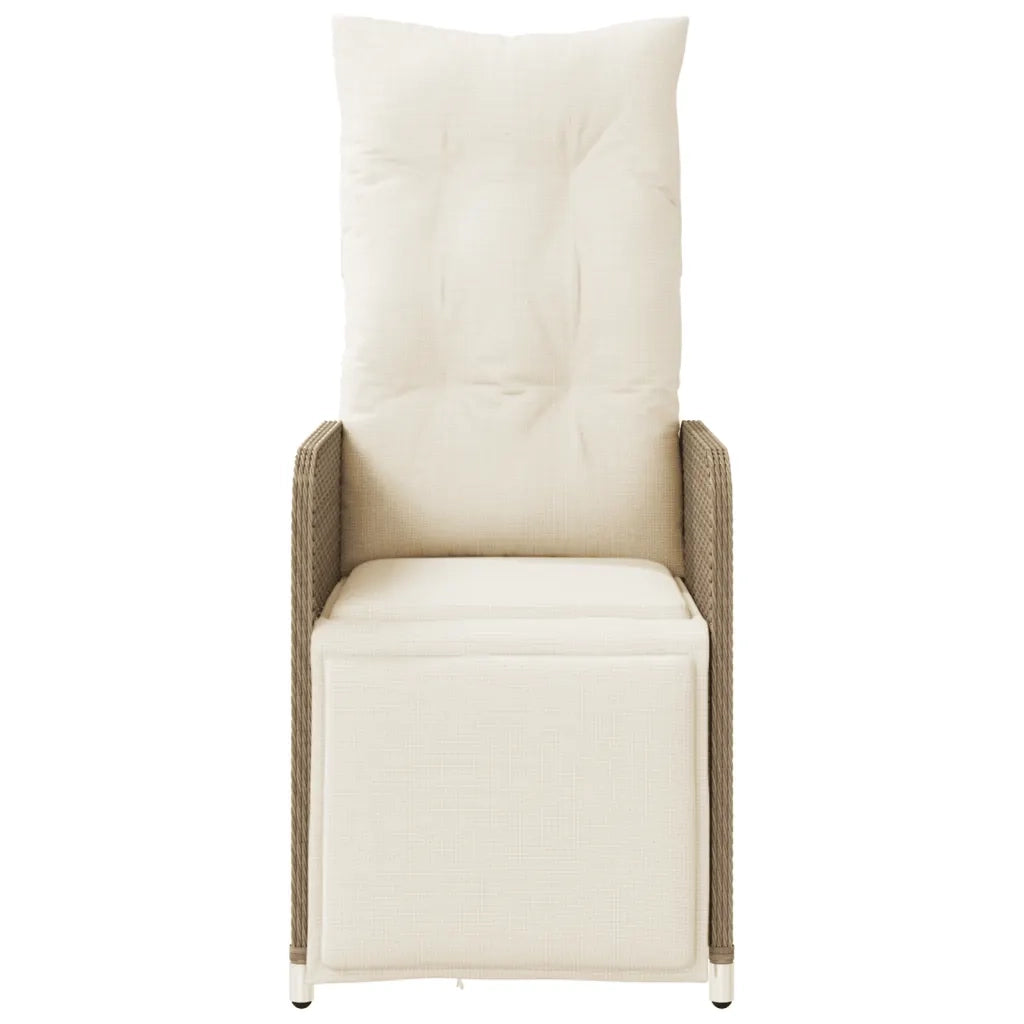 Sedia Reclinabile da Giardino con Cuscini Beige in Polyrattan 365698