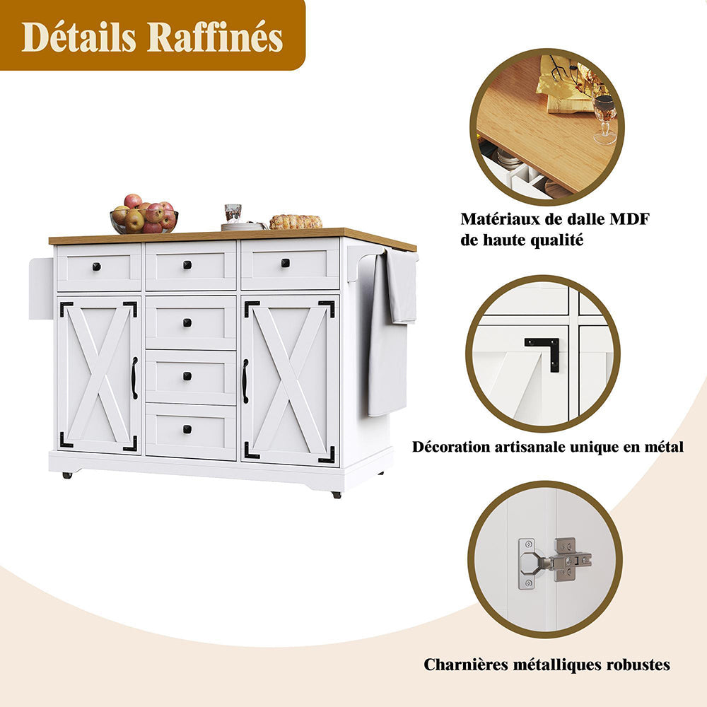 Isola cucina premium - Xylo - mobile con ruote bianco