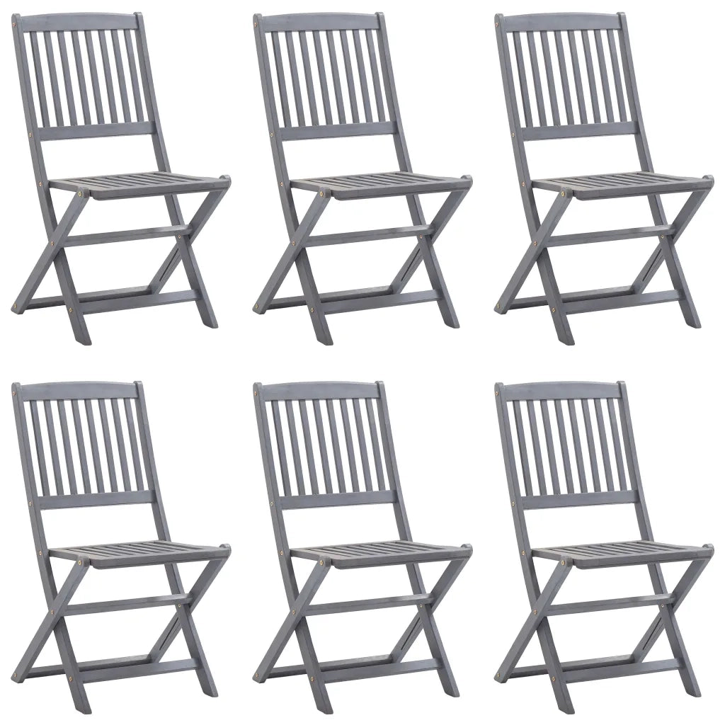 Sedie da Giardino Pieghevoli 6pz con Cuscini in Massello Acacia 3065438