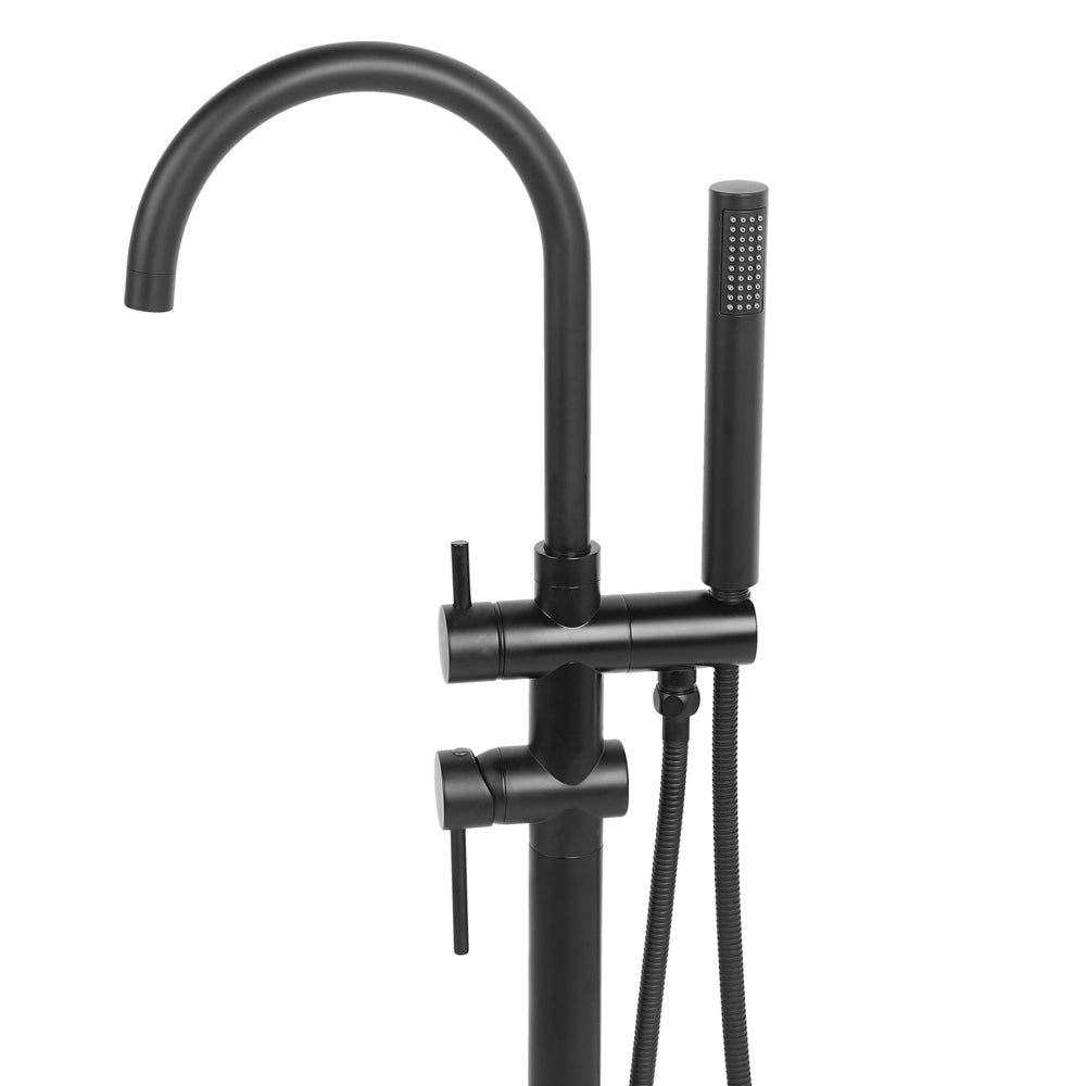 Rubinetto per vasca da bagno Rubinetto per vasca freestanding in ottone Nero con doccetta Design moderno